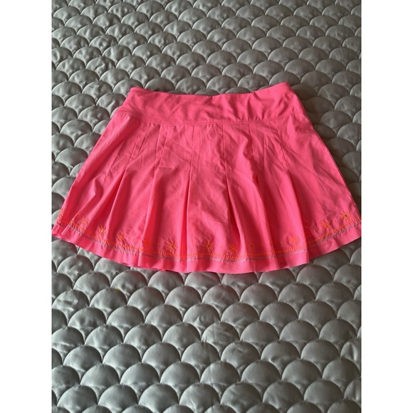 Lucky In Love Women S Neon Pink Pleated Embroidered Skort  Tennis  Pickle Ball - Picture 2 of 7